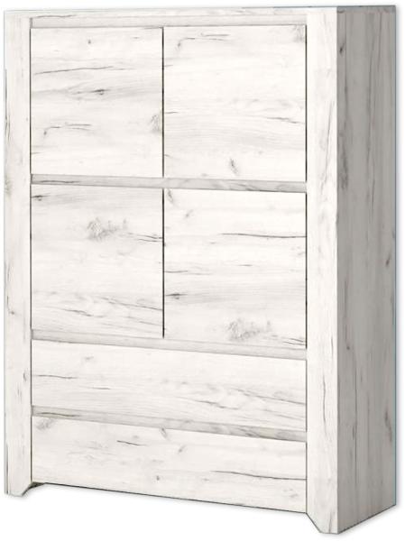 Highboard Angel Kommode 84cm 4-türig mit Schubladen weißeiche