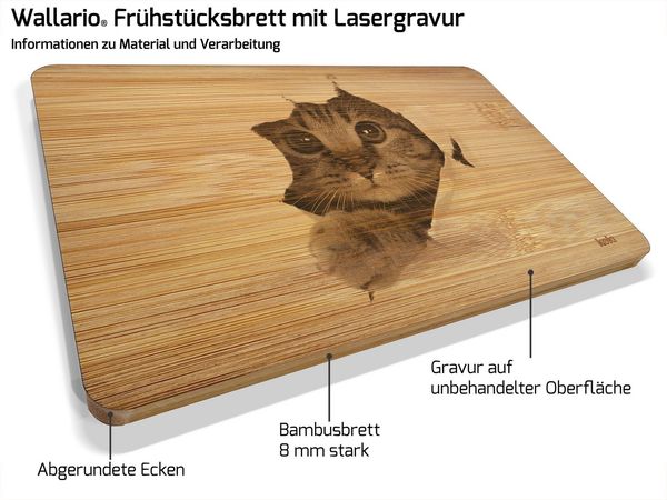 Wallario Schneidebrett Katze mit Blick nach vorn, (1-St), 14x22cm