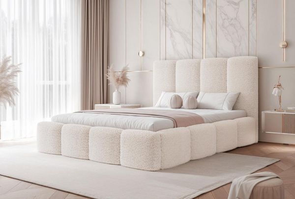 Compleo Polsterbett Designerbett, Doppelbett, Schlafzimmerbett mit Lattenrost MARS