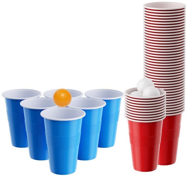 Clanmacy Becher Bierpong becher set 110 teilig (100 Becher, 10 Bälle) Kunststoff