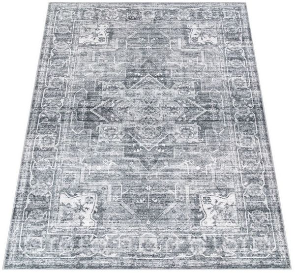 KADIMA DESIGN Teppich waschmaschinenwaschbar Vintage Küche, Flur Waschbarer Teppich, Rechteckig, Höhe: 12 mm, Florhöhe: 8 mm, 100% Polyester, Rechteckig, 60x100cm, Grau
