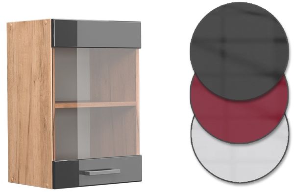 Vicco Küchenschrank Küchenzeile R-Line, Anthrazit Hochglanz, Hängeglasschrank 40 cm Bild 6
