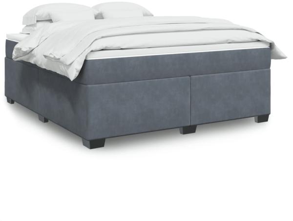 vidaXL Boxspringbett mit Matratze Dunkelgrau 180x200 cm Samt 3285300