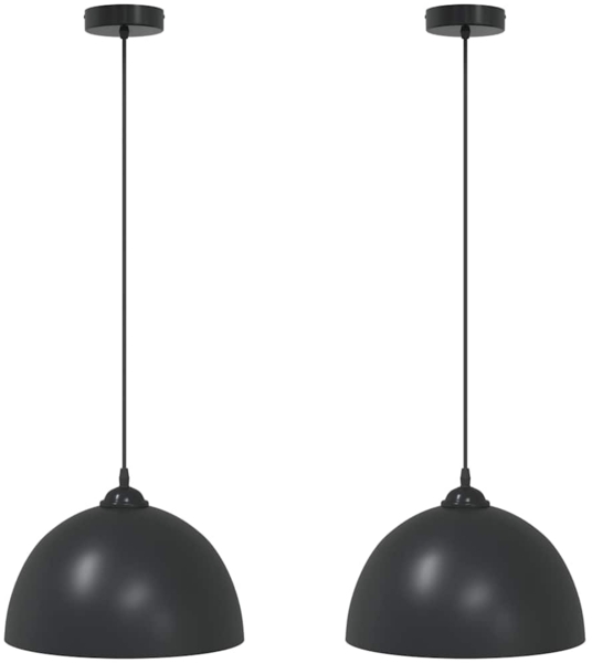 vidaXL Pendelleuchten 2 Stk. Höhenverstellbar E27 Schwarz Ø30cm Metall 4103451