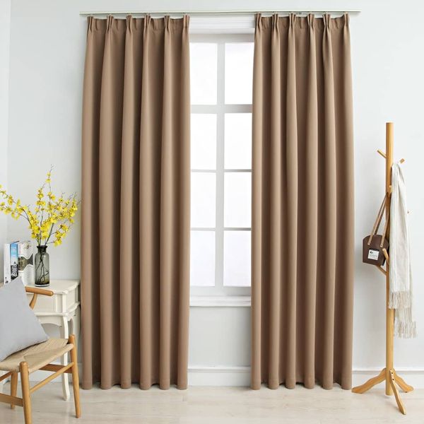 vidaXL Verdunkelungsvorhänge mit Haken 2 Stk. Taupe 140x175cm 134438