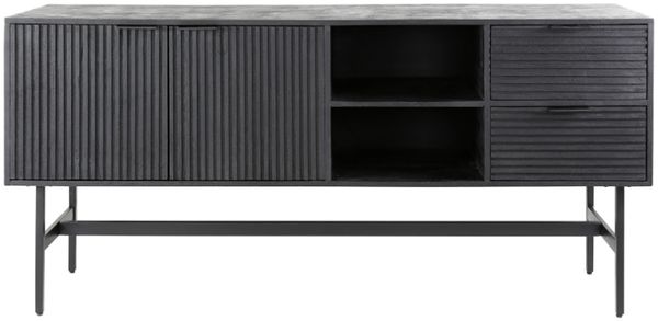 KAWOLA Sideboard LORCA Mango massiv schwarz 2 Türen 2 Schubladen 81 x 40 x 170 cm Bild 3