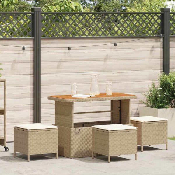 vidaXL Garten Essgruppe Beige Poly-Rattan 42007923
