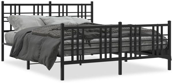 vidaXL Bettgestell mit Kopf- und Fußteil Metall Schwarz 150x200 cm 376344