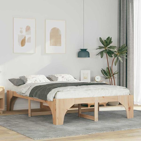 vidaXL Bettrahmen Braun 140 x 200 cm Massives Kiefernholz 872986