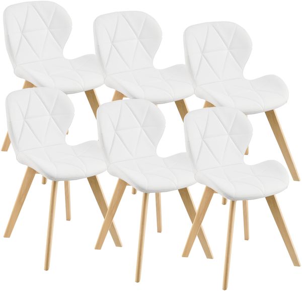 Esszimmerstuhl Älmhult 6-er Set 78x47x52 cm Kunstleder Weiß [en. casa]