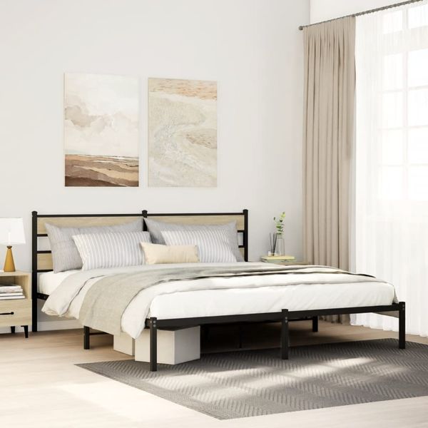 vidaXL Metallbett ohne Matratze Sonoma-Eiche 193x203 cm 4017108