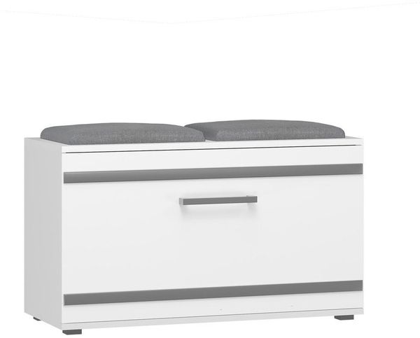 ibonto SCHUHBANK MATTWEISS mit Sitzfläche und Stauraum (H 45 x T 35 x B 85 cm)