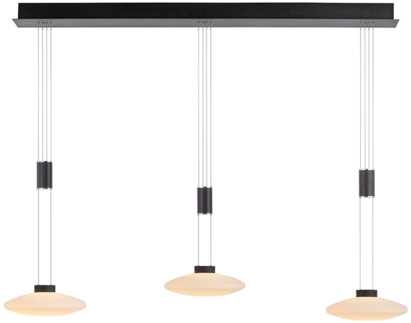 LED Hängelampe, dimmbar, höhenverstellbar, schwarz, H 200 cm