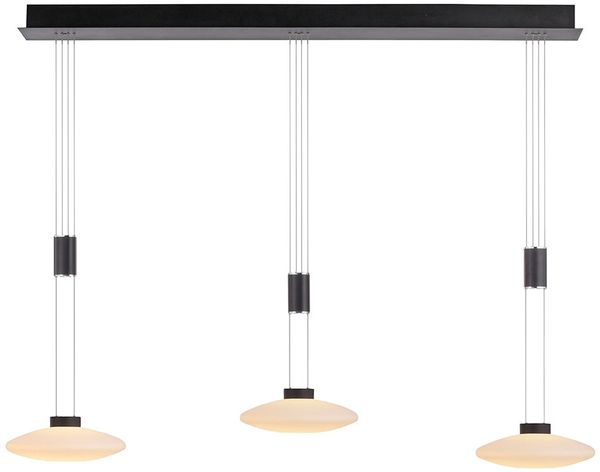 LED Hängelampe, dimmbar, höhenverstellbar, schwarz, H 200 cm