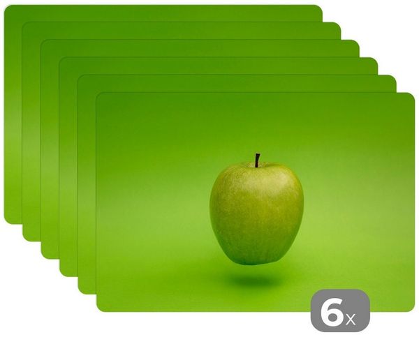 MuchoWow Platzset Obst - Apfel - Grün, (6-St), Platzsets, Tischset, Abwaschbar, Tischsets, Platzdeckchen