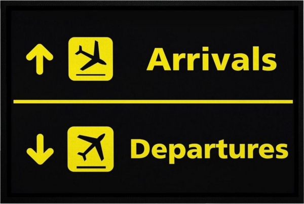 MoonWorks Fußmatte Fußmatte Flughafen Arrivals/Departures lustige Motive Geschenk Piloten rutschfest & waschbar Moonworks®, rechteckig Bild 1