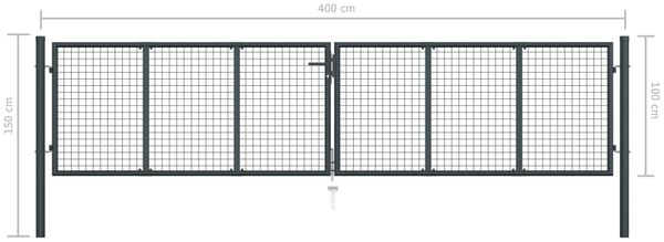 vidaXL Maschen-Gartentor verzinkter Stahl 400 x 100 cm Grau 145777 Bild 6