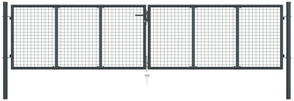 vidaXL Maschen-Gartentor verzinkter Stahl 400 x 100 cm Grau 145777
