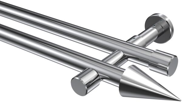 Gardinenstangen-Set Prestige Savio 360 cm (geteilt in 2 x 180 cm), 2-läufig (ohne Ringe), 20 mm Ø Chrom
