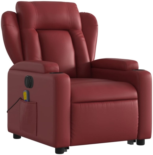 vidaXL Massagesessel mit Aufstehhilfe Elektrisch Weinrot Kunstleder 3204569 Bild 5