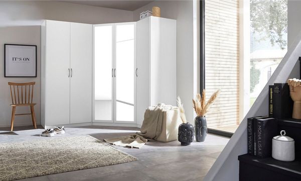 Eckschrank Kombination Bitburg Kleiderschrank 3-teilig Farbe: Weiß