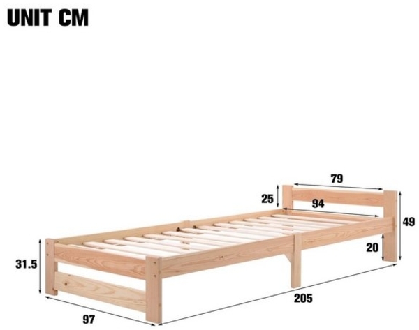 Flieks Futonbett, Einzelbett Massivholzbett mit Kopfteil und Lattenrost Bild 4