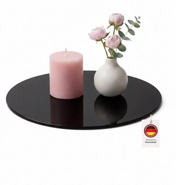 HOOZ Servierplatte Glasablage Ø 30 cm Sicherheitsglas 6mm – Tisch & Deko Rund Schwarz, ESG Glas, (Dekoplatte Glas, 1-tlg, pflegeleichte Glasplatte), Präsentationsplatte, Käseplatte, Tortenplatte, Glas Tablett für Feiern