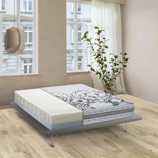 Talamo Italia - Silvana-Doppelmatratze, Memory-Schaum- und Waterfoam-Matratze, 100 % Made in Italy, milbenhemmend und hypoallergen, 160 x 190 x 22 cm