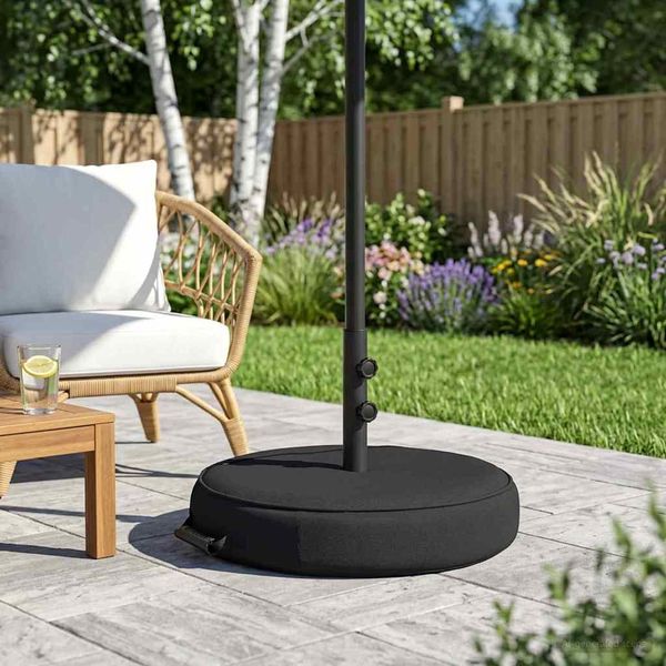 vidaXL Terrassenständer für Sonnenschirme 50 x 50 cm Stahl Schwarz 42036276