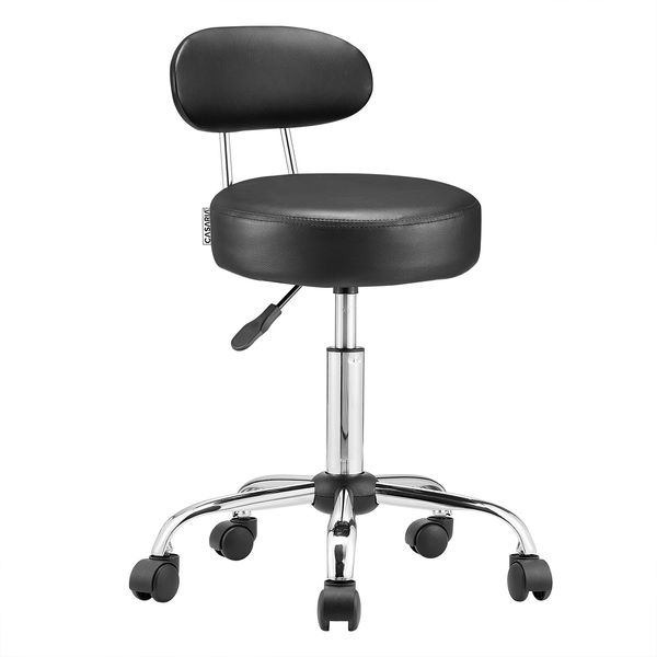 CASARIA® Rollhocker mit Lehne Höhenverstellbar Schwarz