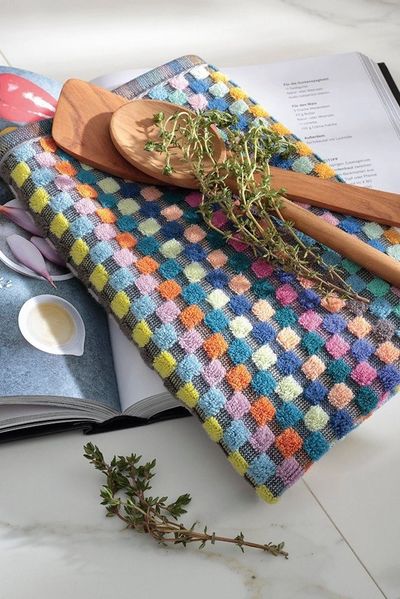 Cawö Geschirrtuch Cuisine Confetti Karo 2021 Frottier, (1-tlg)