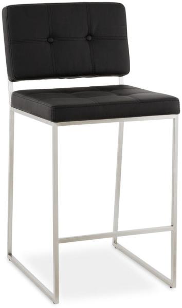 Kadima Design Sitzhocker schwarz | 65cm sitzhöhe | retro design gepolstert mit rückenlehne | kunstleder metall | max. 120kg