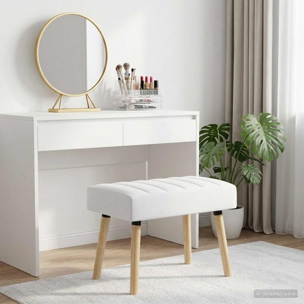 vidaXL Kanalgepolsterte Bank Weiß 60 x 40 x 45 cm Stoff 42038470