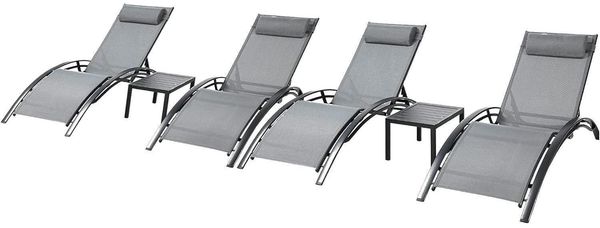 XXL Aluminium Sonnenliege mit Beistelltisch, Stapelbar, Wetterfest