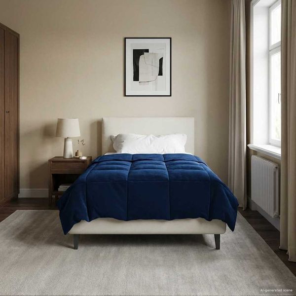 vidaXL Winterbettdecke Gepolstert Dunkelblau 155 x 220 cm Mikrofaser 42026140