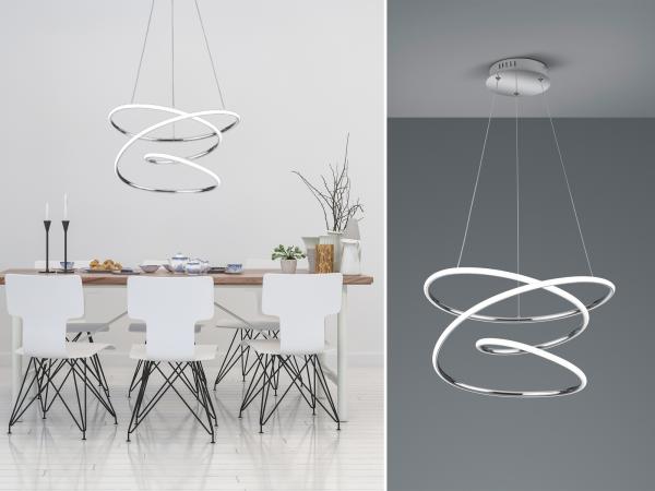 LED Pendelleuchte BOLOGNA Metall Chrom/Weiß 3 Stufen Dimmer, Ø 50cm