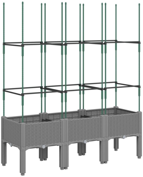 vidaXL Pflanzkübel mit Rankgitter Hellgrau 120x40x142,5 cm PP 367957