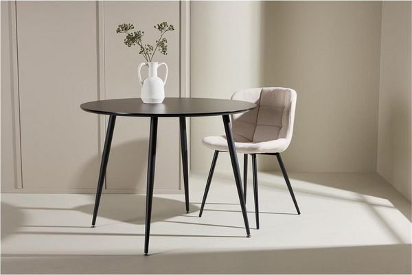 BOURGH Esstisch PLAZA runder Esstisch Ø100cm - Esszimmertisch in schwarz, Füße Höhenverstellbar