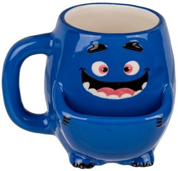 Out of the Blue Tasse Blaues Monster Kaffeebecher mit Keksfach