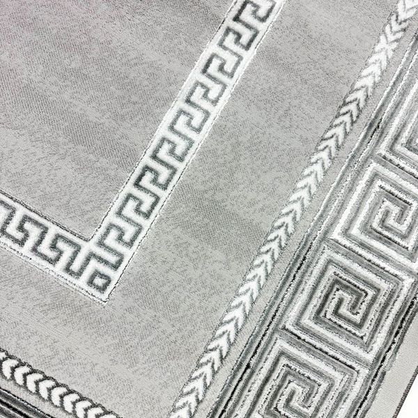 Carpetia Teppich Teppich modern grau silber Bordüre Muster strapazierfähig elegant, rechteckig