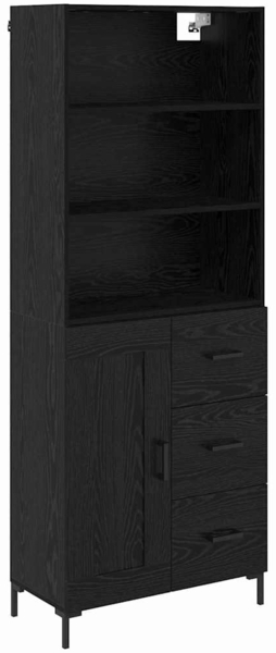 vidaXL Highboard Schwarz Eichen-Optik 69,5 x 34 x 180 cm Holzwerkstoff 3416074