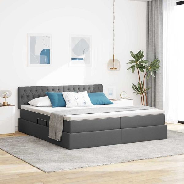 vidaXL Aufbewahrungsbett Dunkelgrau 180 x 200 cm Kunstleder 3370938