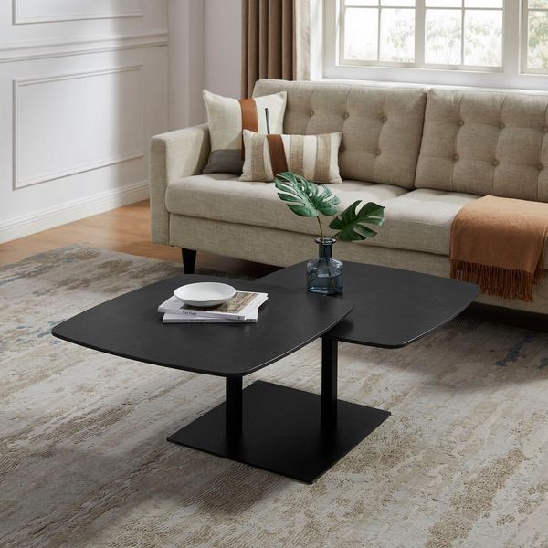 OTTO home Couchtisch Orsini, mit verschiebbarer Tischplatte in Steinoptik, robustem Metallgestell