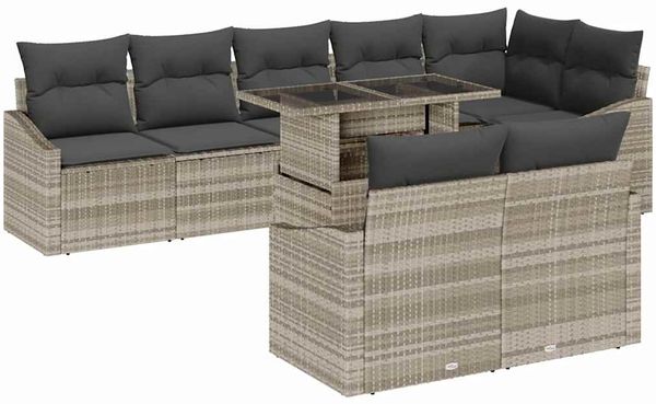 vidaXL Garten-Sofa-Set mit Kissen 9 pcs Hellgrau und Dunkelgrau 3357765 Bild 2