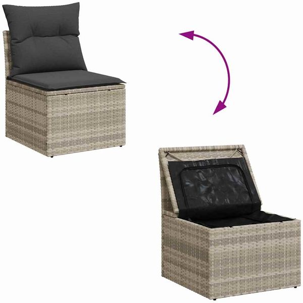 vidaXL Garten-Sofa-Set mit Kissen 9 pcs Hellgrau und Dunkelgrau 3357765 Bild 12