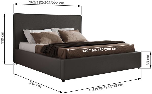 CORIVO CLASSIC Polsterbett mit Bettkasten & Stauraum, Doppelbett, inkl. Lattenrost, Metall-Hebeautomat mit Gasdruckfedern, mit Pocket Matratze - Grau Kunstleder - VIRE LUX Bild 4