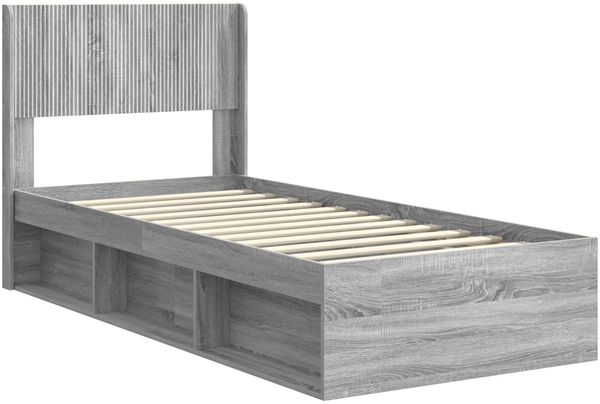 vidaXL Bettgestell mit Stauraum und Kopfteil Grau Sonoma 75 x 190 cm 3414272 Bild 4
