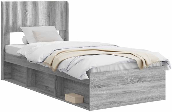 vidaXL Bettgestell mit Stauraum und Kopfteil Grau Sonoma 75 x 190 cm 3414272 Bild 2