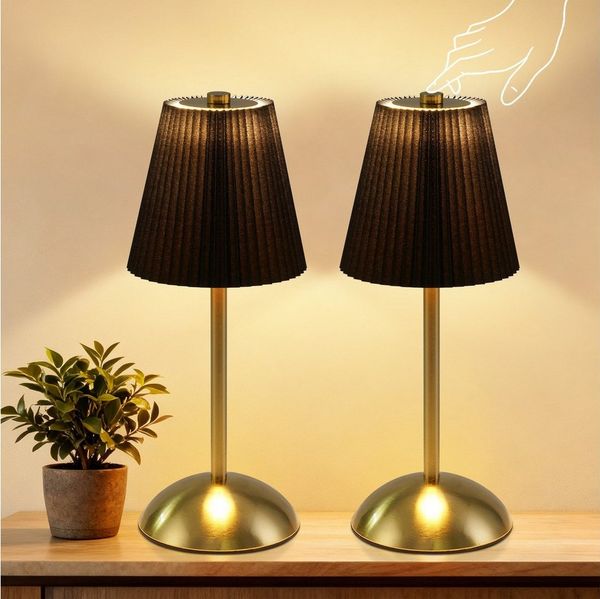 ZMH LED Tischleuchte 2er Set Akku Touch Nachttischlampe 3 Farbtemperature mit USB Dimmbar, LED fest integriert, 3000-6500K