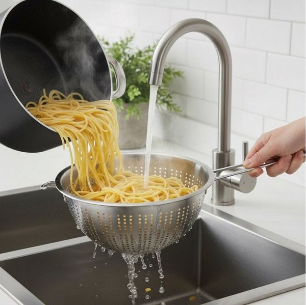 HAC24 Küchensieb Sieb Edelstahl Abtropfsieb Seiher Nudelsieb Salatsieb Metallsieb, Edelstahl, (2-St), Ø 24 cm, mit Griff